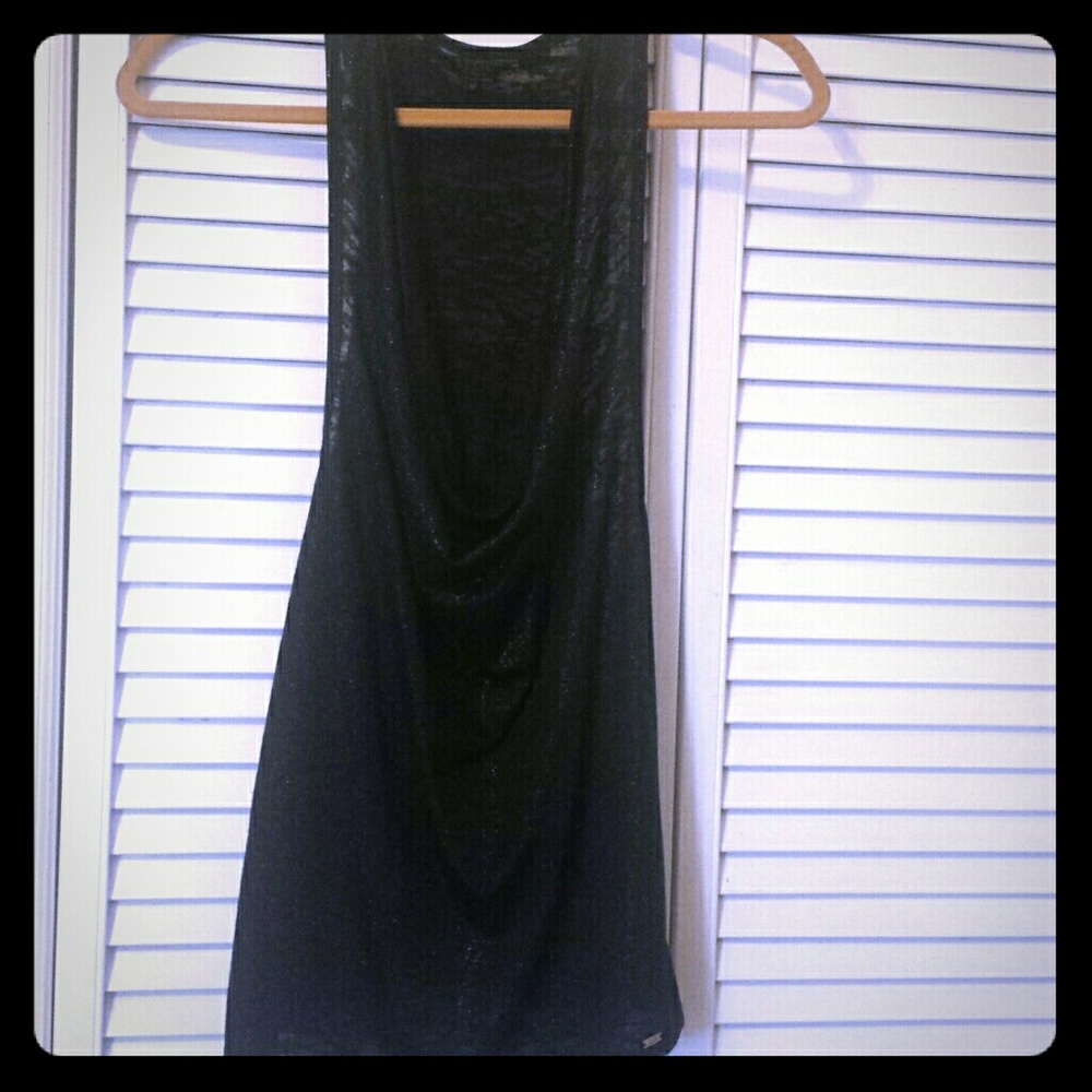 Guess sheer black shimmer tank